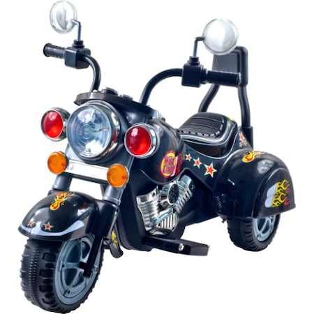 Toy Time Ride-On Motorcycle- 6V Battery Powered Toy Chopper- 3 Wheeled Trike in Black 736634WQH